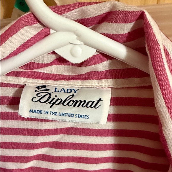 LADY DIPLOMAT Pink and White Striped Blouse - Picture 2 of 4